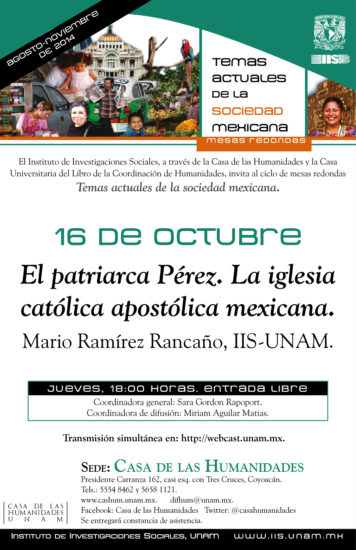 Conferencia: El patriarca Pérez. La iglesia católica apostólica mexicana