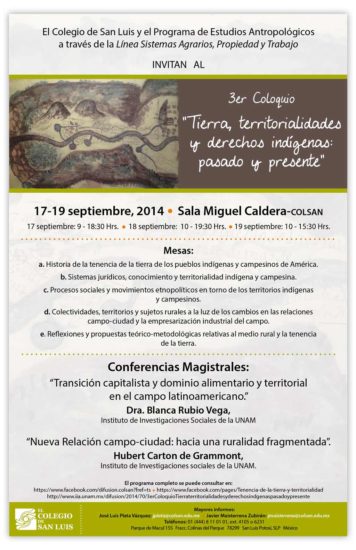 3er Coloquio «Tierra, territorialidades y derechos indígenas: pasado y presente»