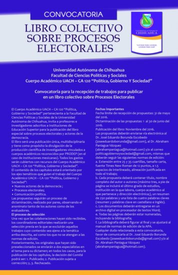 Libro colectivo sobre procesos electorales | Universidad Autónoma de Chihuahua