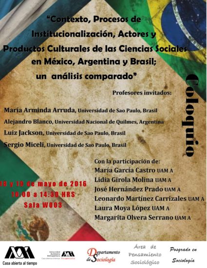 Coloquio “Contexto, procesos de institucionalización, actores y productos culturales de las Ciencias Sociales en México, Argentina y Brasil; un análisis comparado” | Coordinación Regional Metropolitana