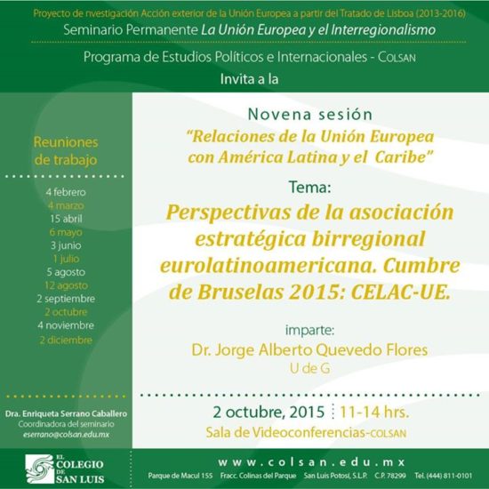 Novena sesión del Seminario Permanente «La Unión Europea y el Interregionalismo» | El Colegio de San Luis