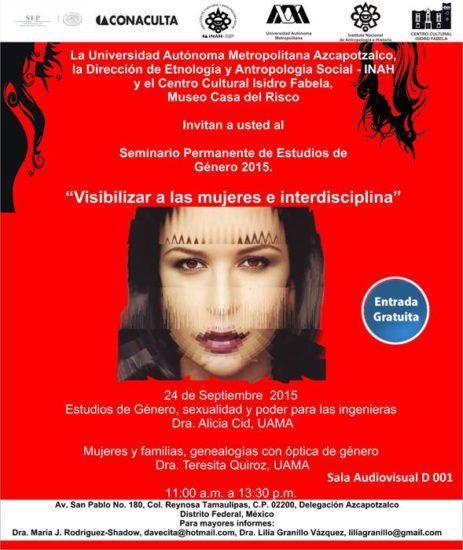 Seminario Permanente de Estudios de Género 2015 | UAM-A/INAH/Centro Cultural Isidro Fabela