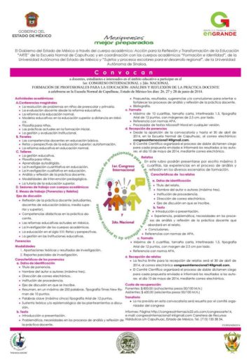 1er. CONGRESO INTERNACIONAL y 2do. NACIONAL FORMACIÓN DE PROFESIONALES PARA LA EDUCACIÓN: ANÁLISIS Y REFLEXIÓN DE LA PRÁCTICA DOCENTE – UAS