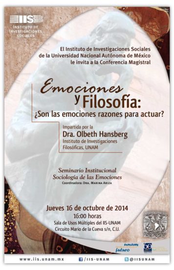Conferencia magistral: Emociones y filosofía: ¿son las emociones razones para actuar?