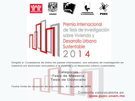 Premio Internacional de Tesis de Investigación sobre Vivienda y Desarrollo Urbano Sustentable 2014
