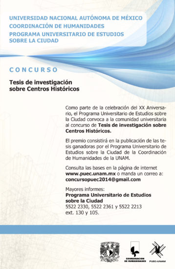 Concurso de tesis de investigación sobre Cenros Históricos – PUEC/UNAM