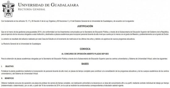 Plazas académicas para incorporar personal docente de alto nivel – UDG