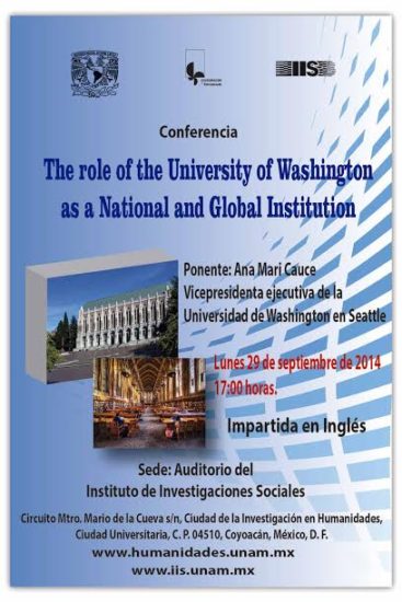 Conferencia: «The role of the University of Washington as a National and Global Institution».