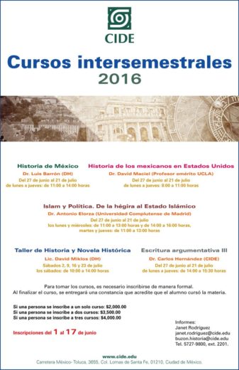Cursos Intersemestrales de Historia. Verano 2016