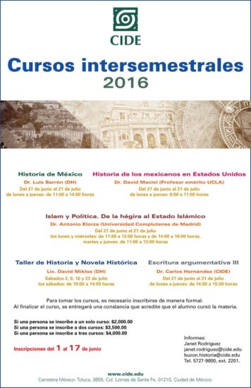 Cursos Intersemestrales de Historia. Verano 2016