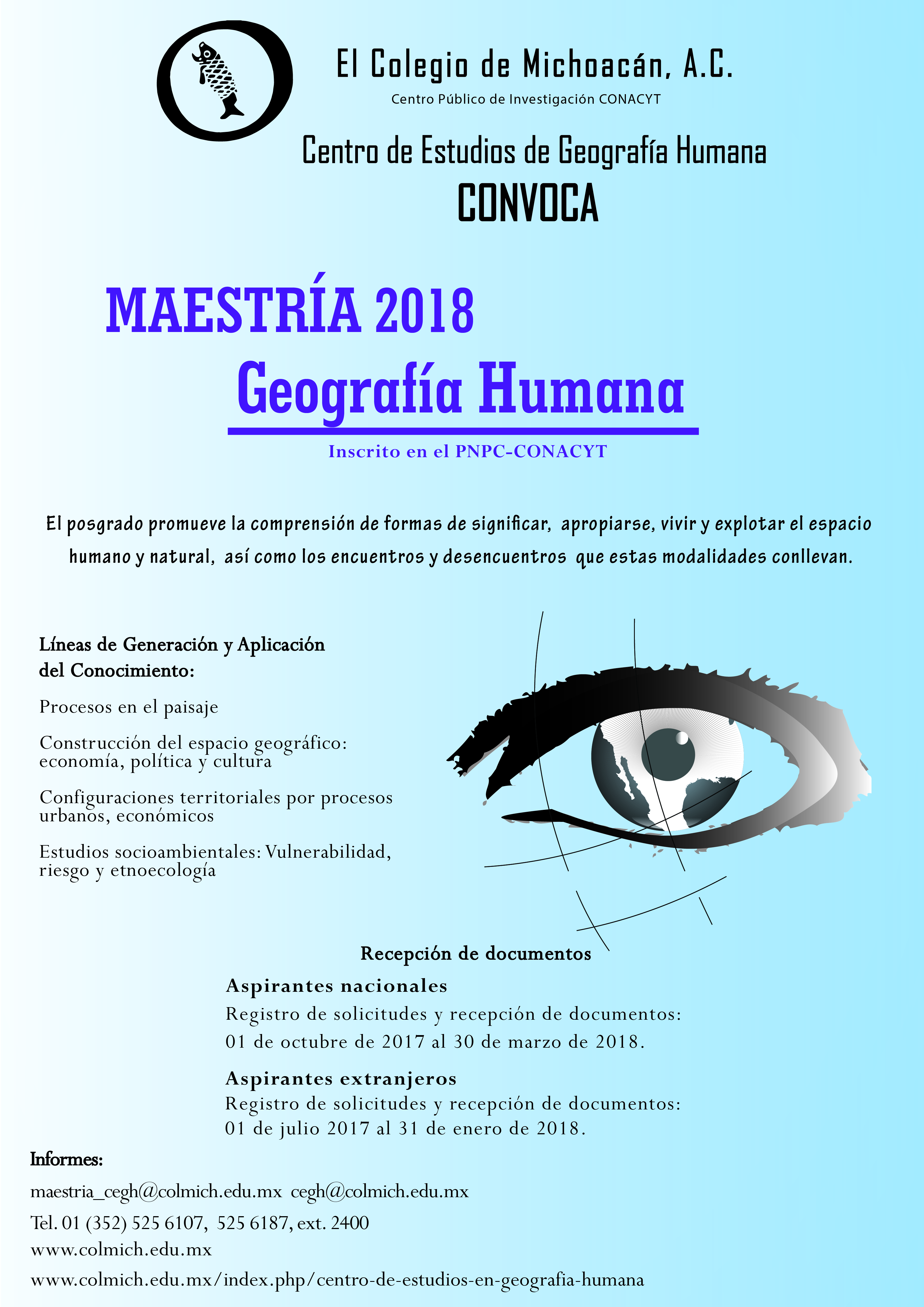 Maestría Geografía Humana 2018. Colmich