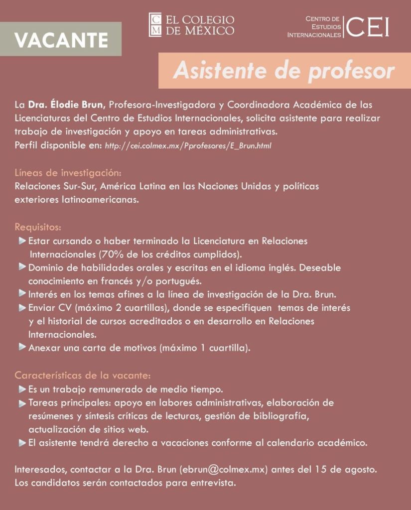 Asistente de profesor en el CEI-Colmex