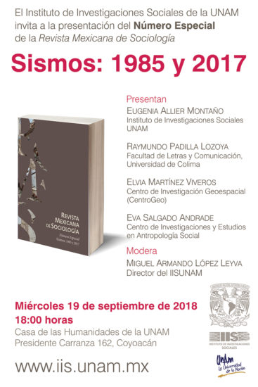 Revista Mexicana de Sociología, Sismos: 1985 y 2017