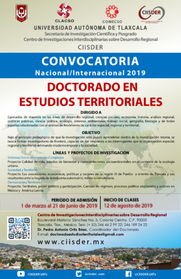 Doctorado en Estudios Territoriales 2019