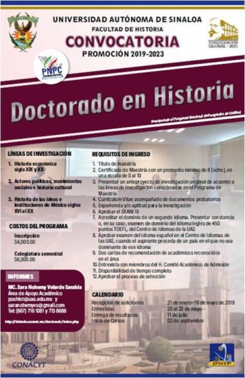 Doctorado en Historia 2019-2023 UAS