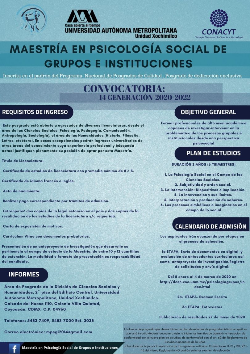 Maestría en Psicología Social de grupos e instituciones