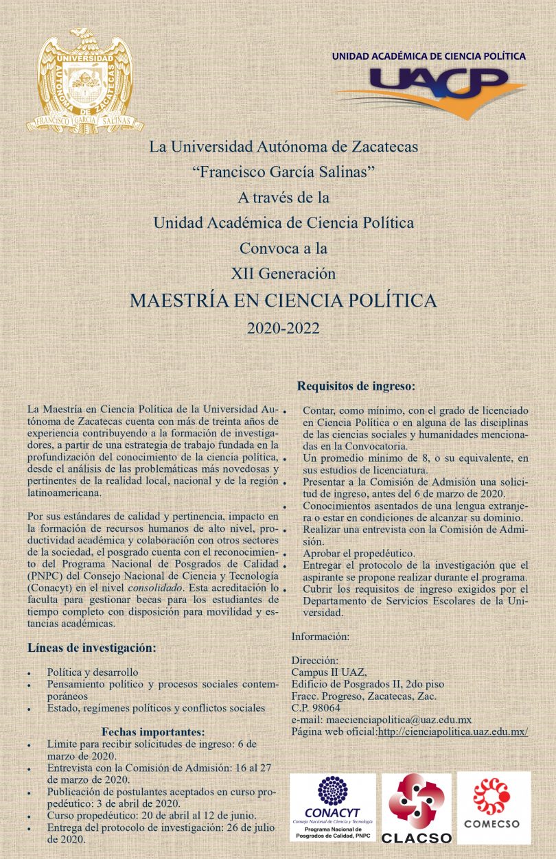 Maestría en Ciencia Política, UACP-UAZ