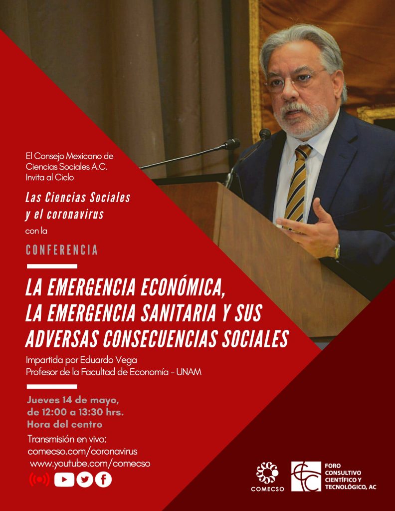 Transmisión en vivo por esta página y en <a href="https://www.youtube.com/user/COMECSO" target="_blank" rel="noopener noreferrer">youtube/comecso</a>. Jueves 14 de mayo, de 12 a 13:30 hrs. hora del centro.