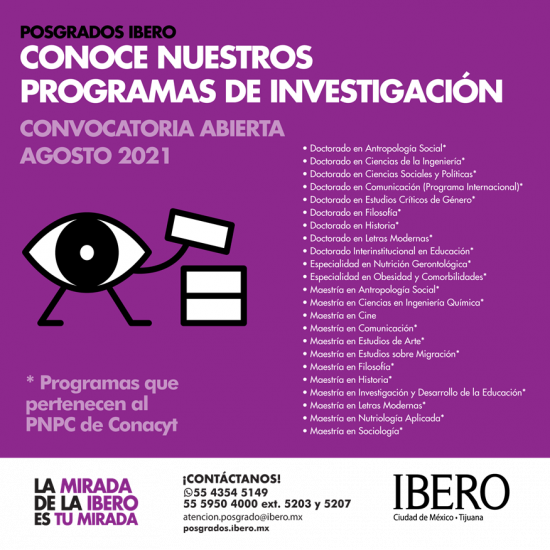 Convocatoria abierta posgrados IBERO 2021