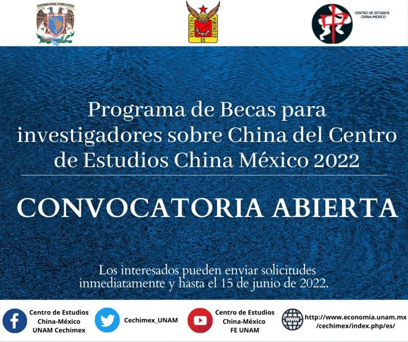 Programa de becas de investigación sobre China 2022, CECHIMEX