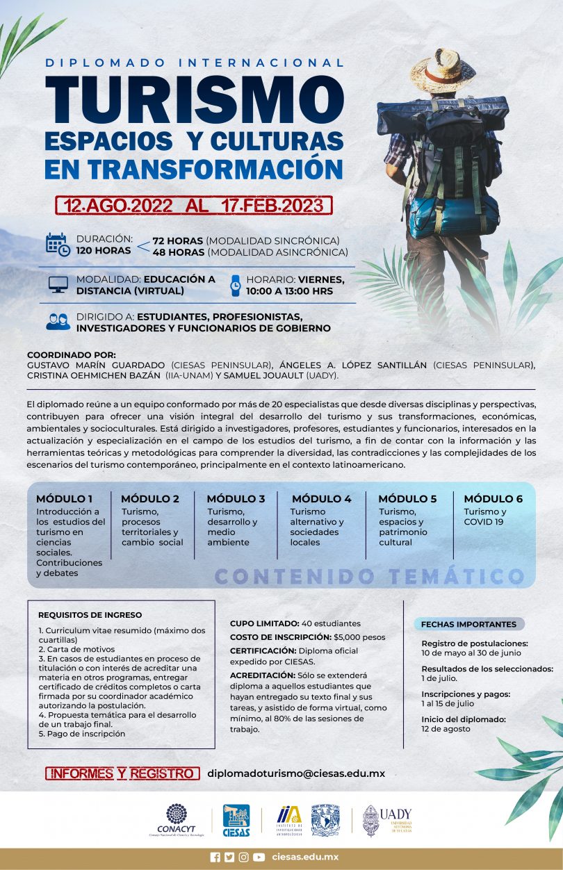 Diplomado internacional Turismo, espacios y culturas en transformación