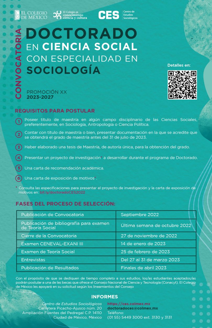 Doctorado en Ciencia Social con especialidad en Sociología