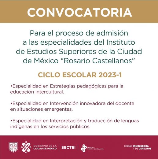 Especialidades Instituto Rosario Castellanos, ciclo 2023-1