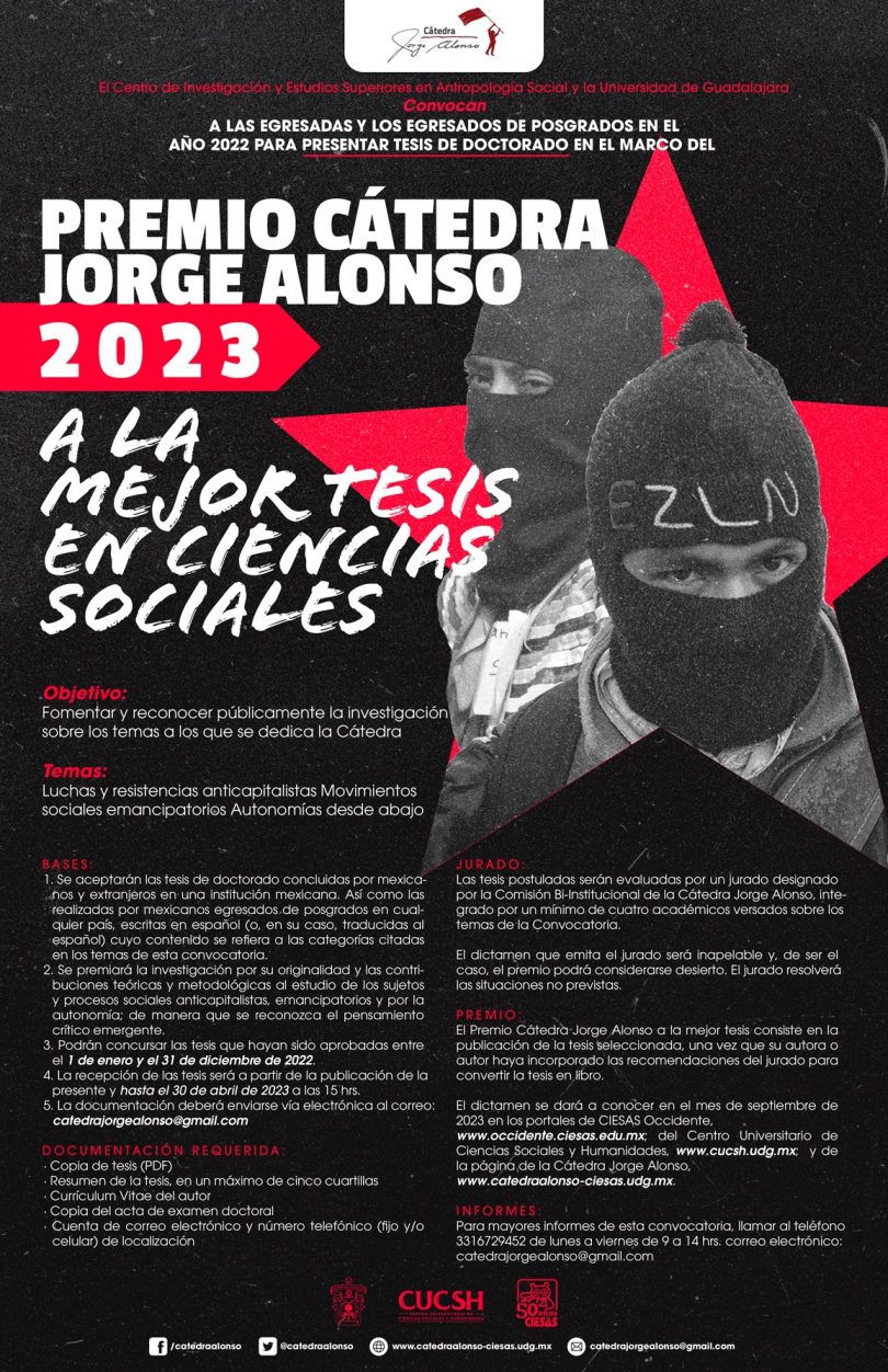 Premio Cátedra Jorge Alonso 2023 a la mejor tesis en Ciencias Sociales
