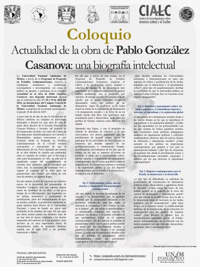 Actualidad de la obra de Pablo González Casanova: una biografía intelectual