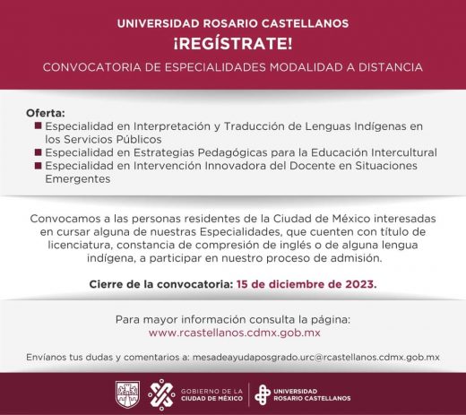 Convocatoria a las Especialidades IRC