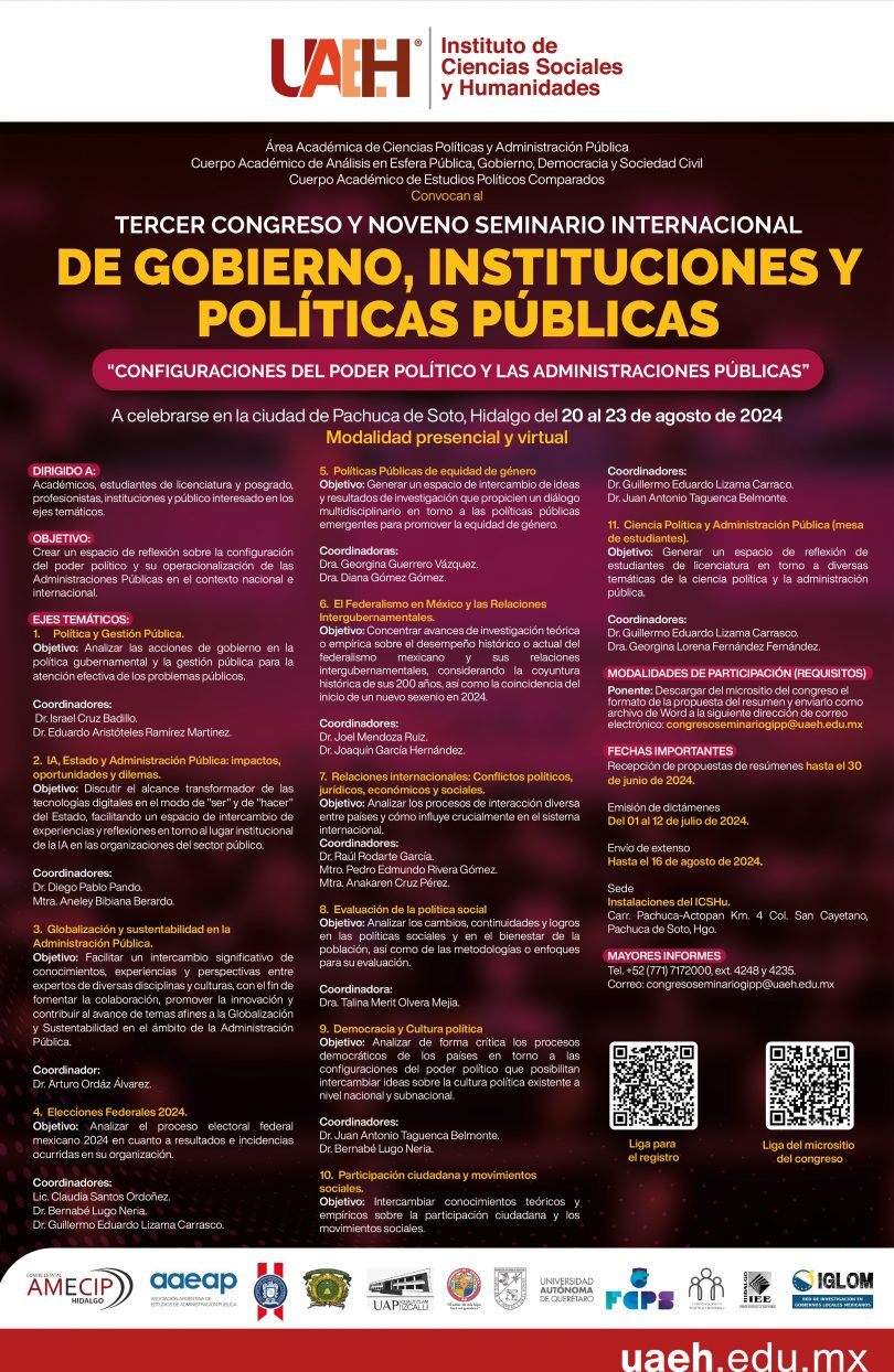 Tercer Congreso y Noveno Seminario Internacional de Gobierno, Instituciones y Políticas Públicas