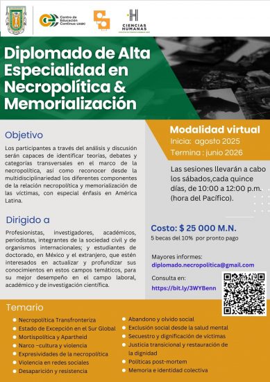 Diplomado de alta especialidad en necropolítica y memorialización