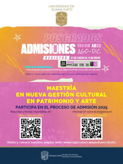 Maestría en nueva Gestión Cultural en Patrimonio y Arte