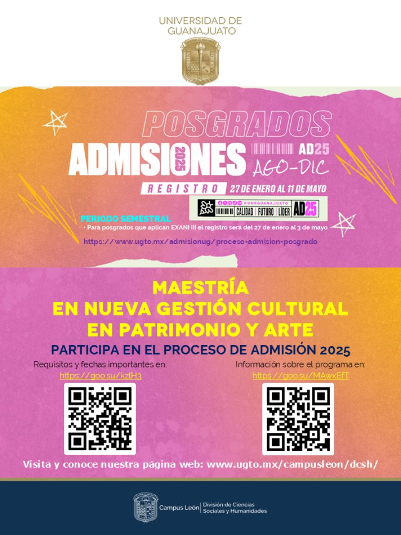 Maestría en nueva Gestión Cultural en Patrimonio y Arte