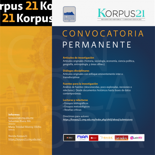 Publica en Korpus21, Revista de Historia y Ciencias Sociales