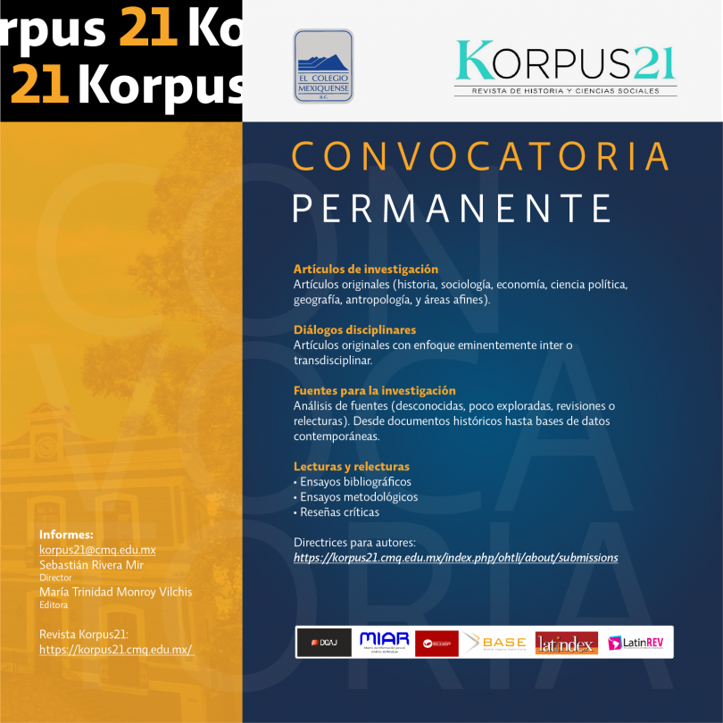 Publica en Korpus21, Revista de Historia y Ciencias Sociales