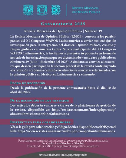 Publica en la Revista Mexicana de Opinión Pública