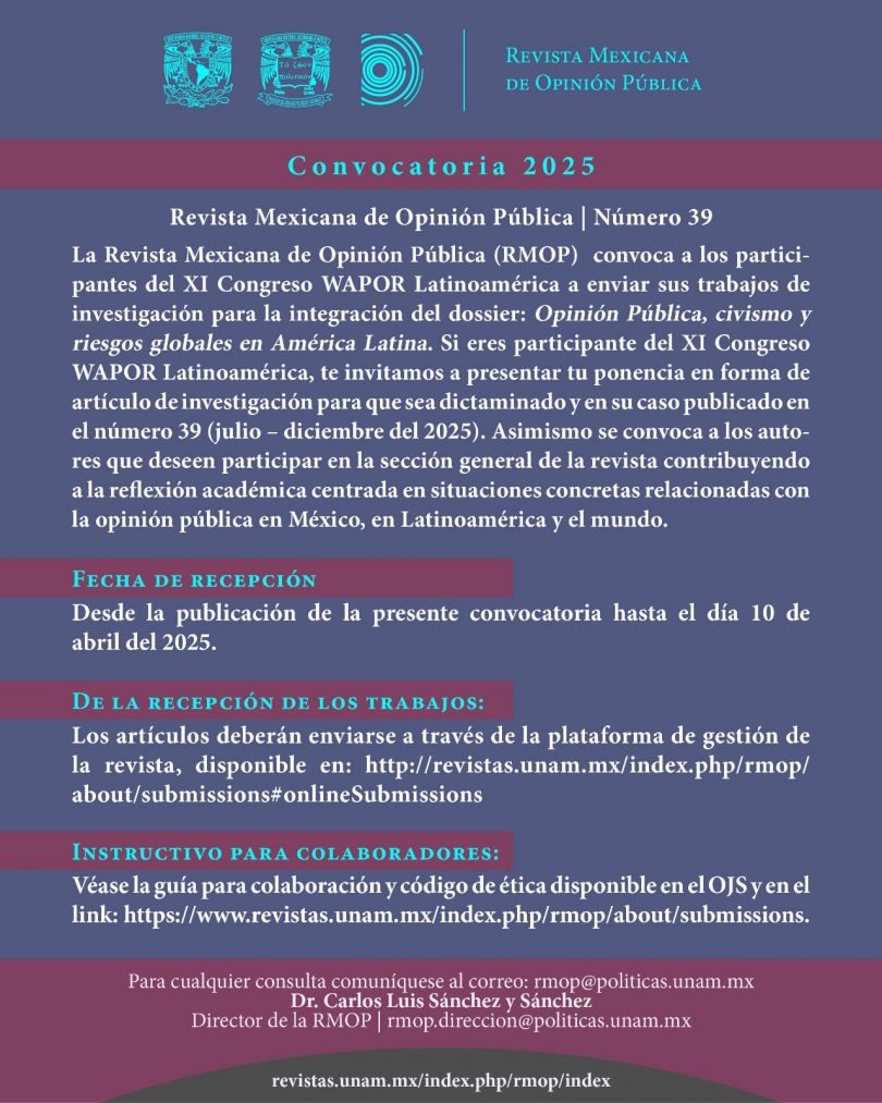 Publica en la Revista Mexicana de Opinión Pública