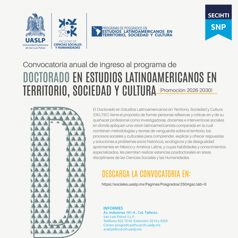 Doctorado en Estudios Latinoamericanos en Territorio, Sociedad y Cultura