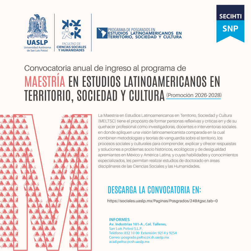 Maestría en Estudios Latinoamericanos en Territorio, Sociedad y Cultura