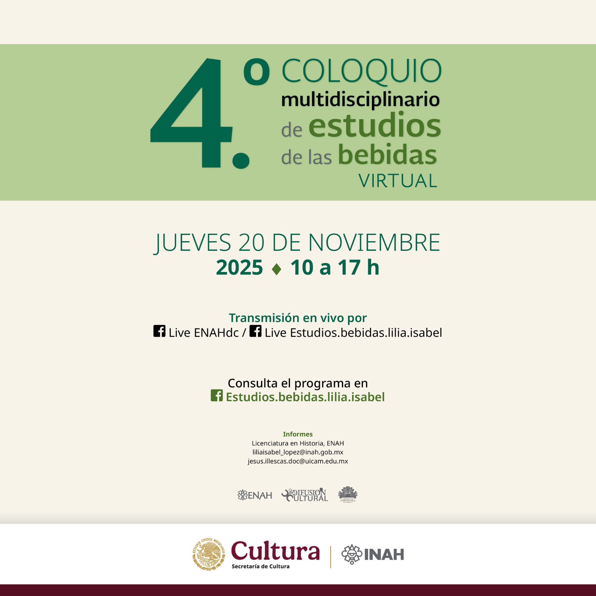 4° Coloquio multidisciplinario de estudios de las bebidas