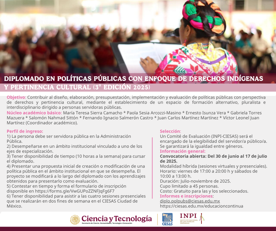 Diplomado en Políticas Públicas con Enfoque de Derechos Indígenas y Pertinencia Cultural