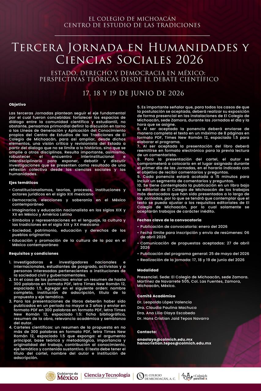 Tercera Jornada en Humanidades y Ciencias Sociales 2026