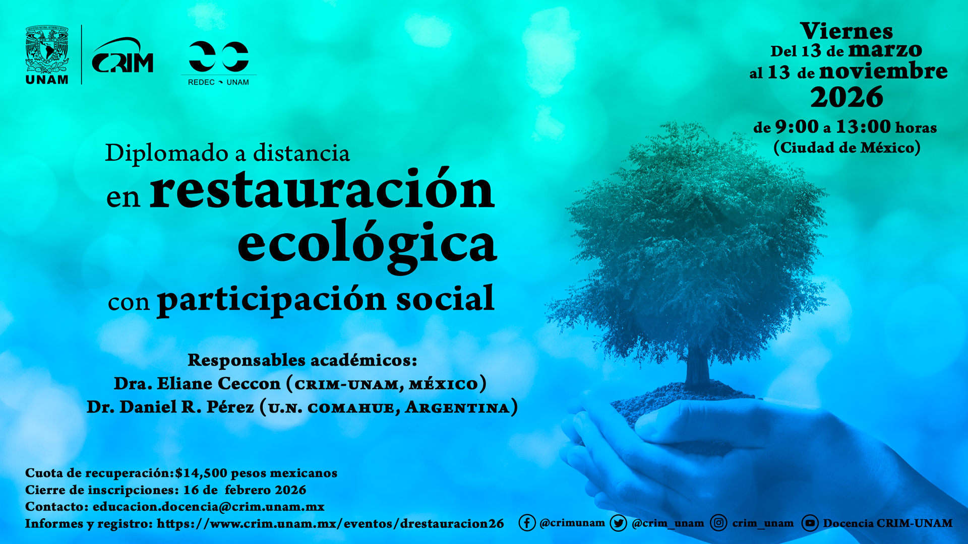 Diplomado a distancia en restauración ecológica con participación social