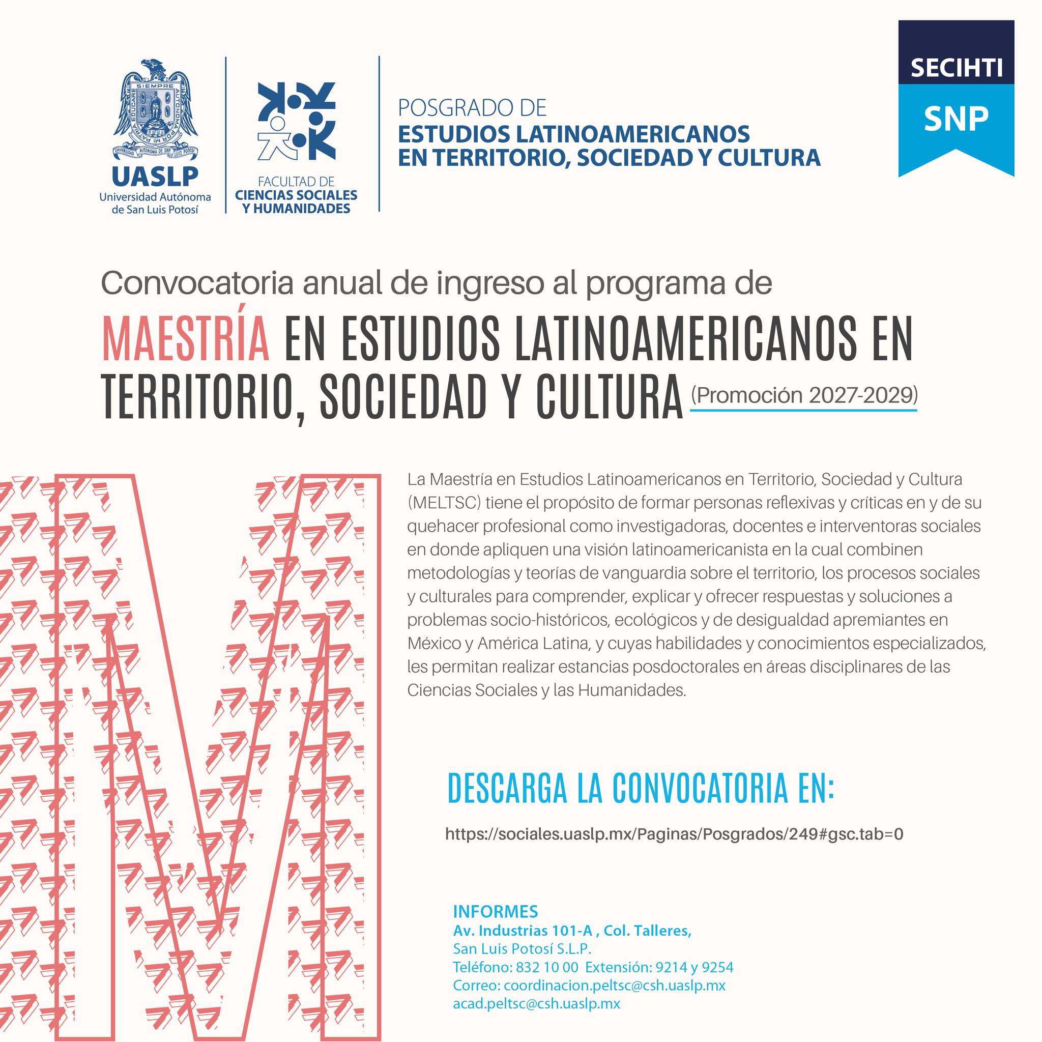 Maestría en Estudios Latinoamericanos en Territorio, Sociedad y Cultura
