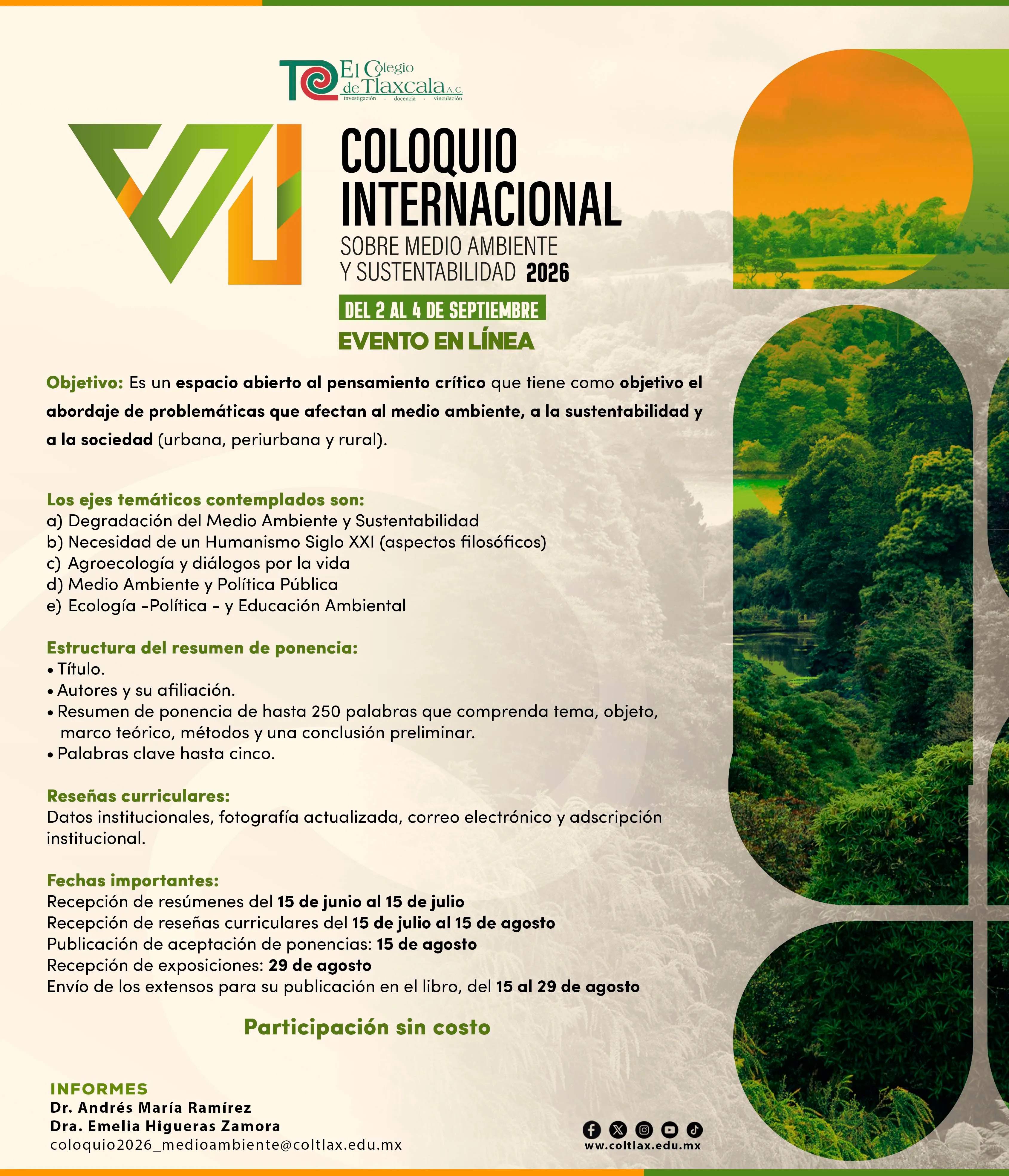 VI Coloquio Internacional sobre Medio Ambiente y Sustentabilidad 2026
