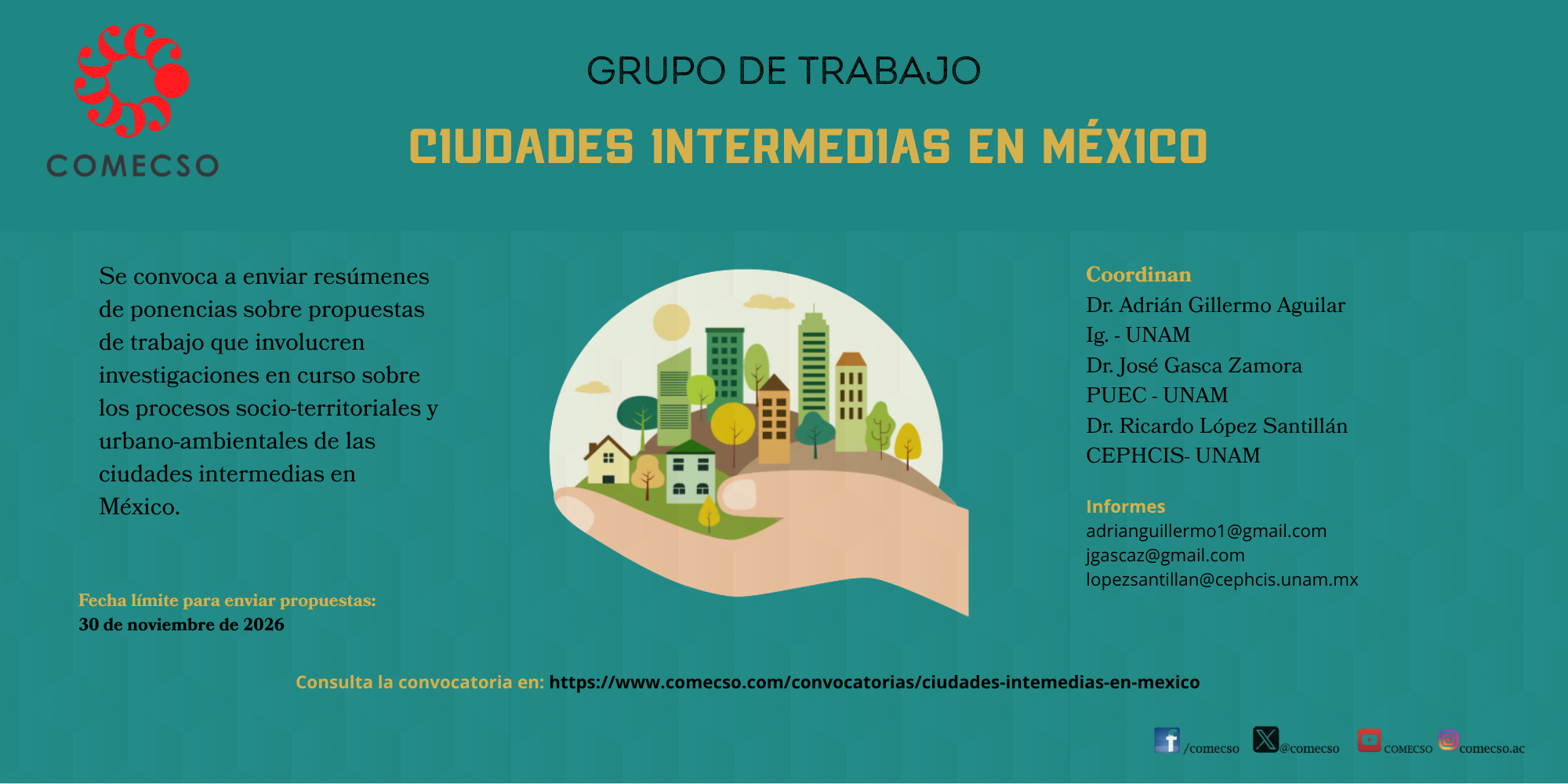 Convocatoria abierta del Grupo del Trabajo Ciudades intermedias